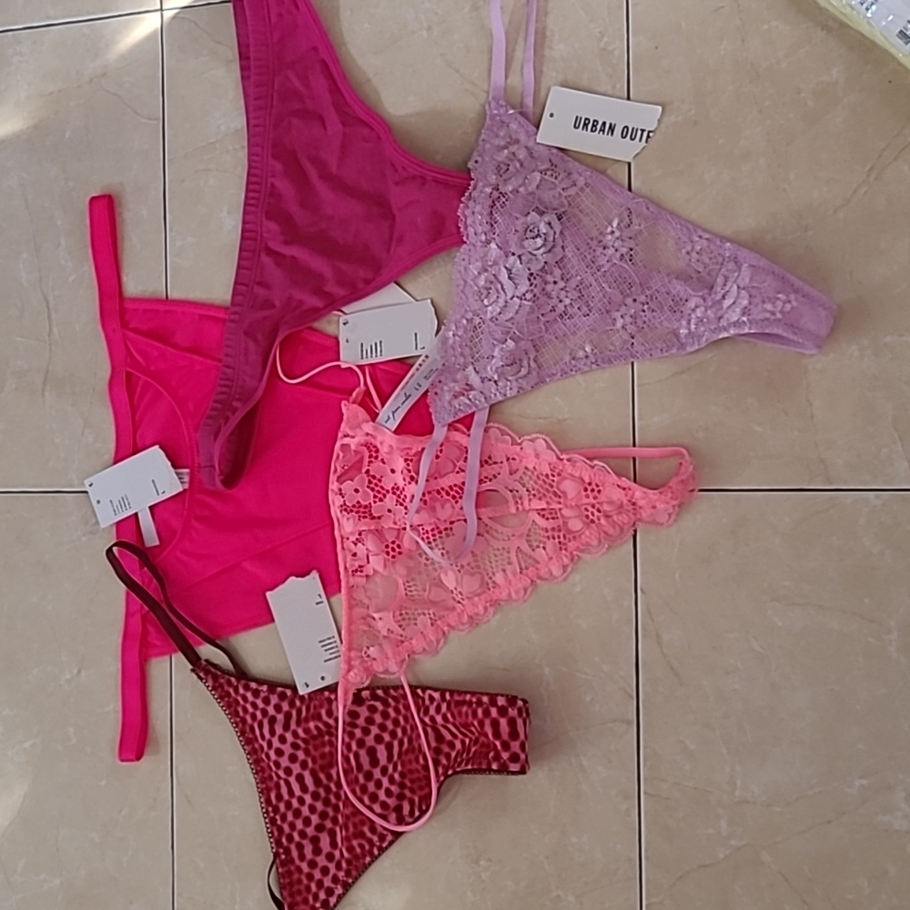 5 large UO hot pastel lace cutout pink undies panties thongs variety bun…